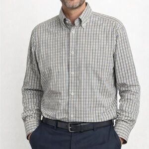 Charles Tyrwhitt Blue Yellow Check Button Down Shirt Mens 15.5 / 33 Slim Fit